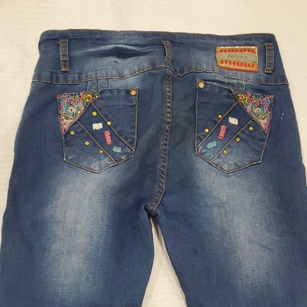 Vtg Kalowa Premium Blue Push Up Stretch  Jeans  Size 29 - Picture 2 of 16